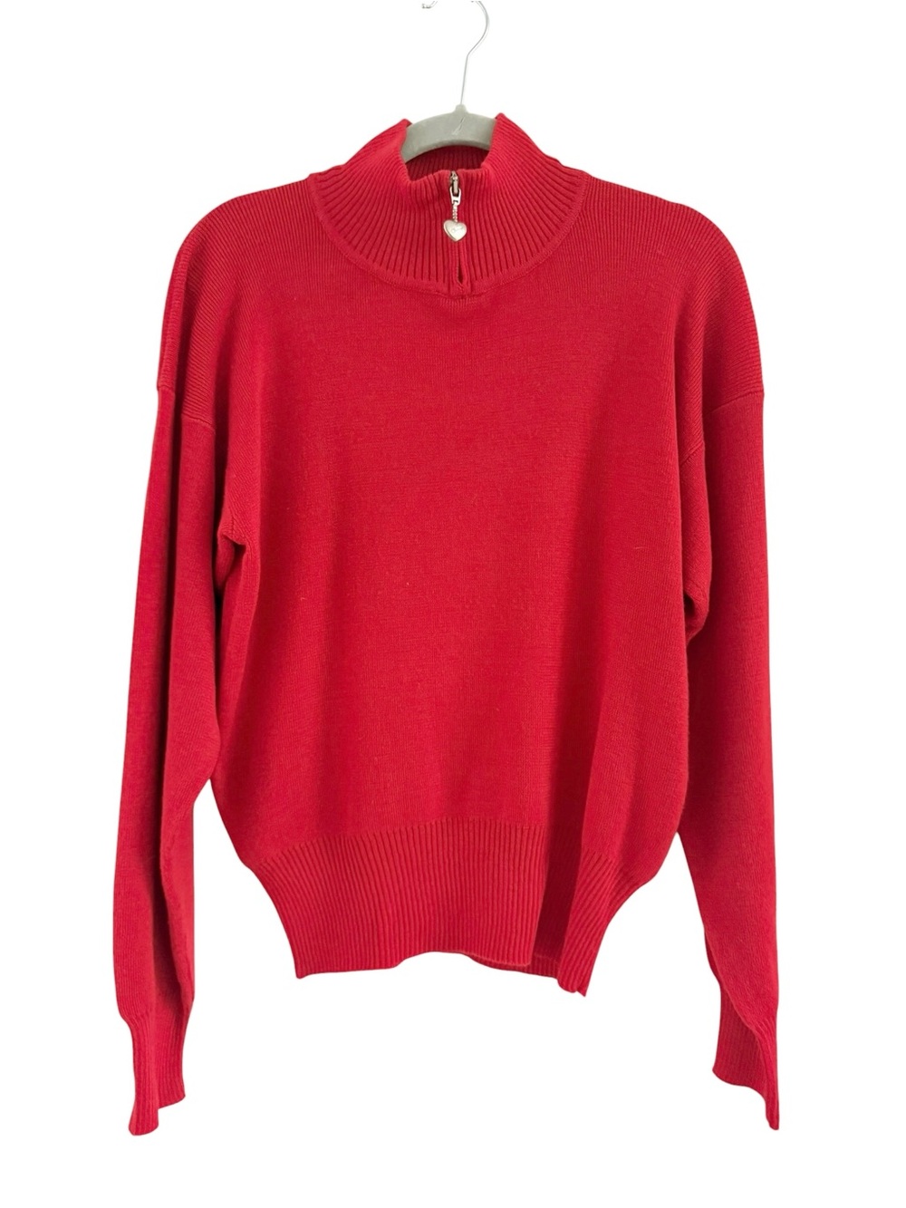 Obermeyer Vintage Wool Blend Ski Sweater Size S 1/4 Zip Mock Neck Bright Red